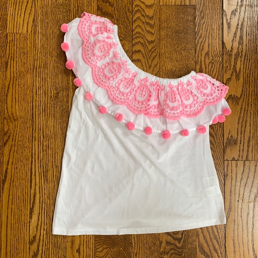 Lily Pulitzer one shoulder white & pink top